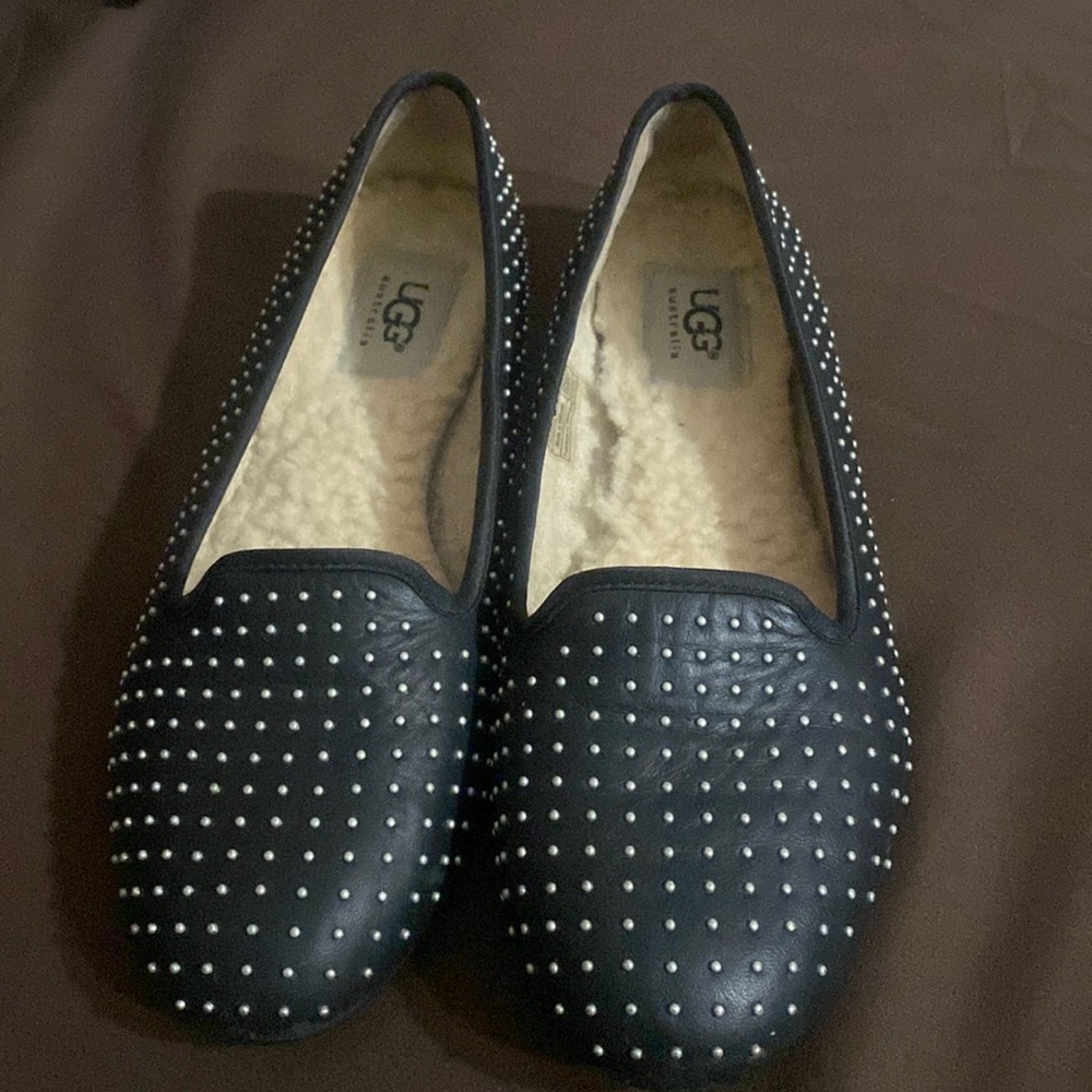 UGG Alloway Studded Black Loafers Shoes Slip On Flats F27012L Women's Size 6